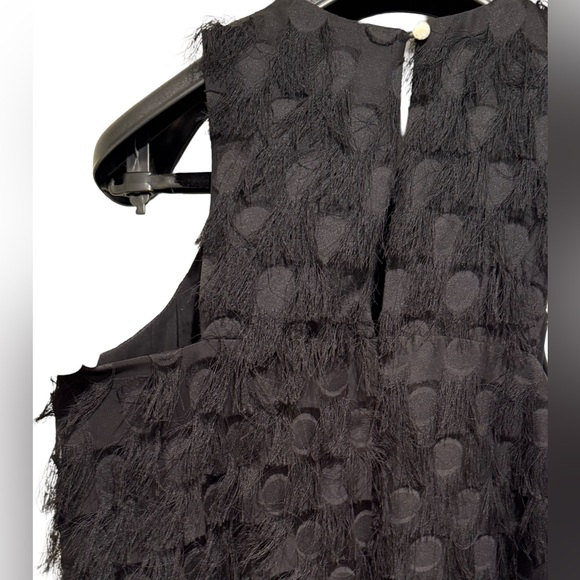 Anthropologie EUC Size 8 Pretty Black Sleeveless Fringe Cocktail Dress (0605) - Picture 7 of 12